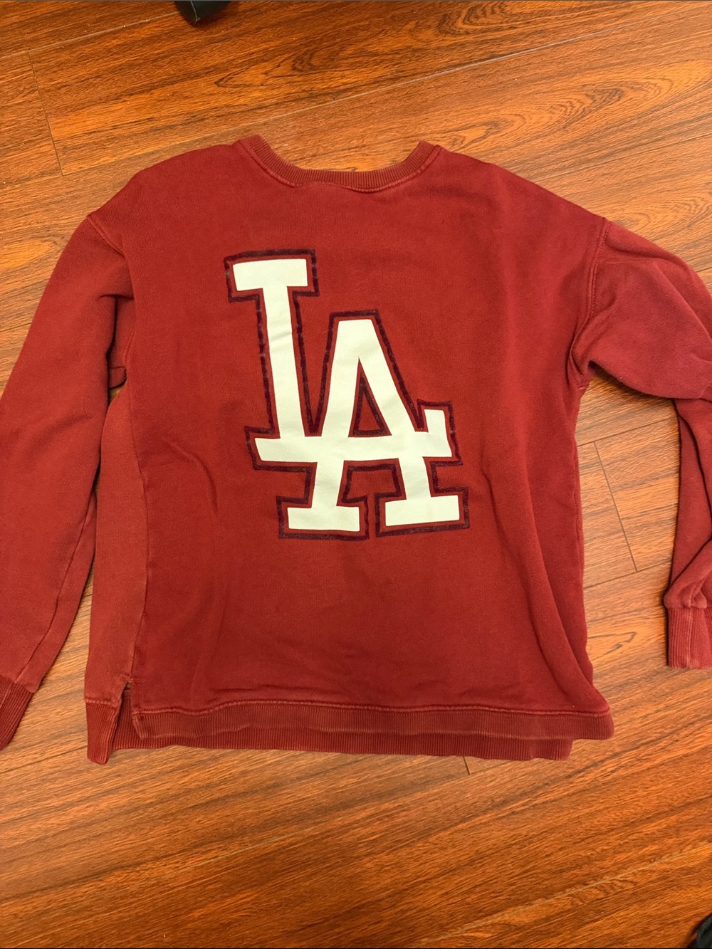 Zara Kids Maroon Crewneck Sweatshirt with Large 'LA' Patch